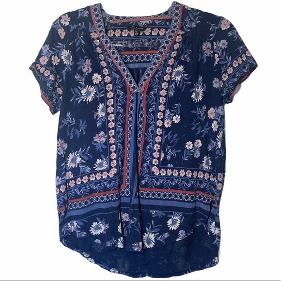 Lucky Brand Tops - Lucky Brand Boho Floral V Neck Blouse Shirt Size S